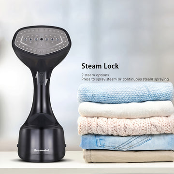 Vaporizador portátil para ropa con cepillo - Calentamiento rápido, potente plancha a vapor para ropa, capacidad grande de 250ml, 1100W, enchufe de 110V, ideal para hogar, viajes, residencias y oficina, diseño compacto para fácil almacenamiento, cuidado d