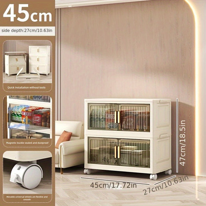 Armario de almacenamiento multicapa sin instalación con gran espacio y panel transparente para fácil acceso. Adecuado para salones, dormitorios, baños, etc. Ideal para guardar juguetes, ropa, snacks, etc