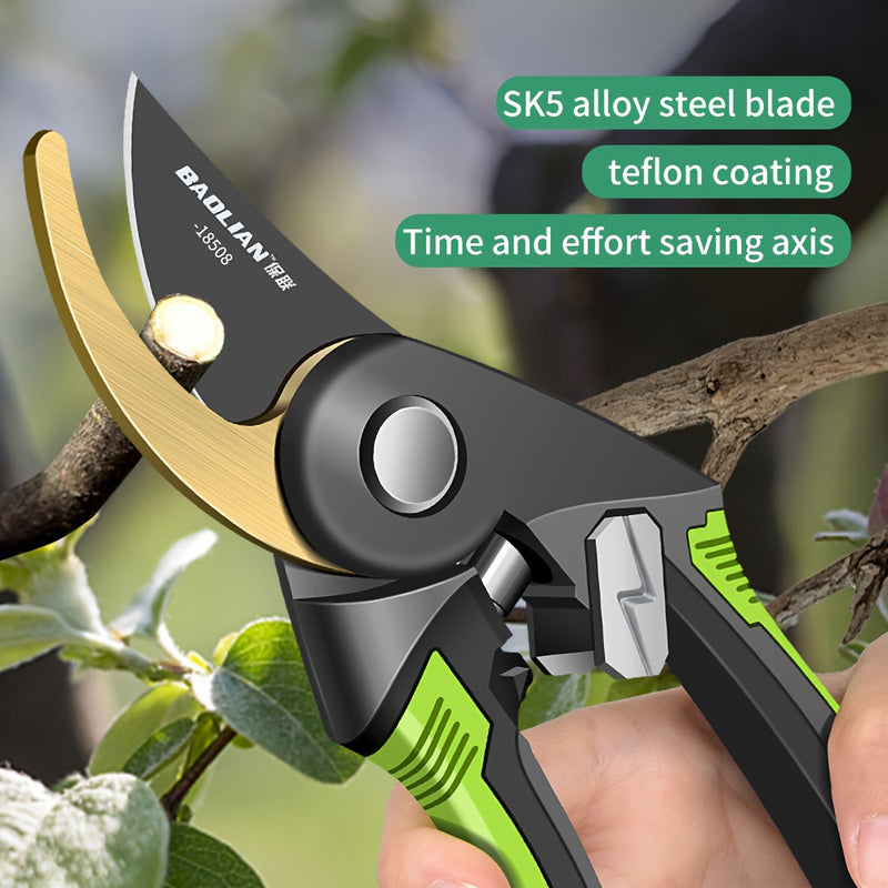 Tijeras de poda de jardín de acero aleado SK5, recubiertas de Teflón, estilo moderno, acero de carbono de alta calidad, corte sin esfuerzo para ramas de árboles, árboles frutales, arreglos florales - No se necesita electricidad