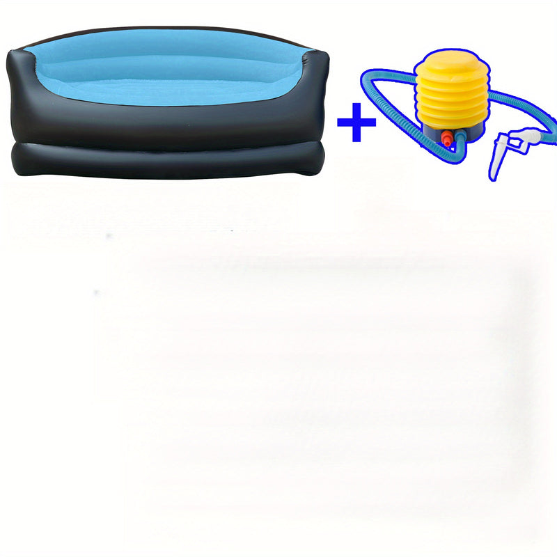 Sofá inflable doble con bomba de pie, nuevo sofá inflable de felpa para todas las estaciones, diseño portátil para una relajación fácil.