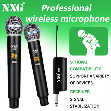 Micrófono inalámbrico NUOXIANGE BbW, micrófono de mano con receptor, para cantar, karaoke, DJ, fiestas, iglesia, bodas, discursos, sistema de micrófono, voltaje de operación ≤36V, doble uso con batería/USB, batería de litio, control de volumen, conector