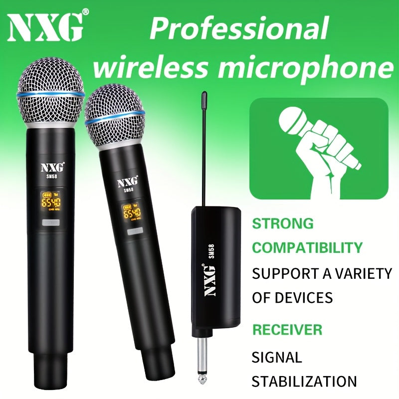 Micrófono inalámbrico NUOXIANGE BbW, micrófono de mano con receptor, para cantar, karaoke, DJ, fiestas, iglesia, bodas, discursos, sistema de micrófono, voltaje de operación ≤36V, doble uso con batería/USB, batería de litio, control de volumen, conector