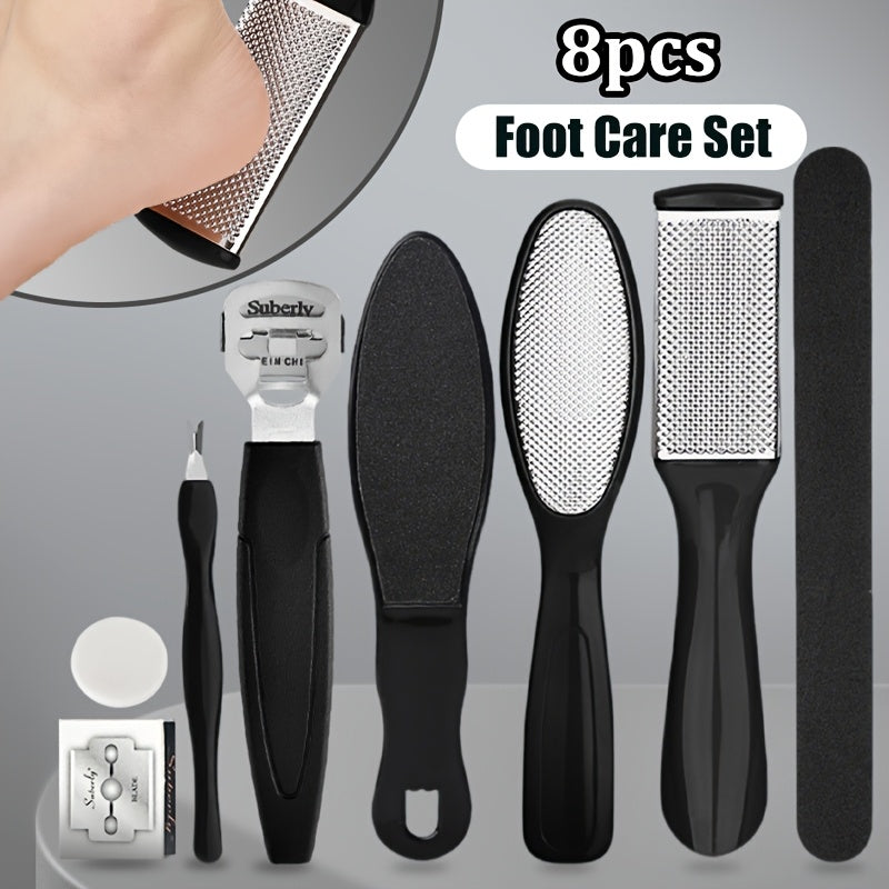 Juego de Cuidado del Pie de 8 piezas, Perfecto para Eliminar Piel Muerta y Herramienta Profesional de Pedicura, Dispositivo de Exfoliación Manual - Herramientas Seguras y Eficientes para el Cuidado del Pie Ideales para Uso en Casa