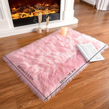 1 pieza, alfombra de felpa gruesa rosa, 100% poliéster, antideslizante, lavable a máquina, hecha a máquina, para decoración de dormitorio, oficina o habitación