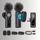Microfono sin varillas Lavalier Dual Set Plug & Play con Montaje Magnético, Cancelación de Ruido, Funciones de Silencio y Reverb, Alcance de 30m, Indicador de Batería para YouTube, Podcasts y Grabaciones de Video