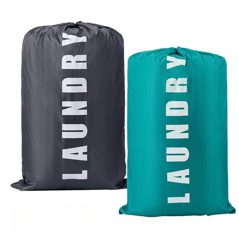 Bolsa de lavandería de poliéster duradera - Negro y turquesa, cierre de cordón, bolsa de almacenamiento rectangular para ropa sucia, uso multipropósito, almacenamiento de ropa | Bolsa de lavandería decorativa | Tela duradera, bolsas de lavandería