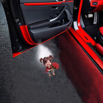4 Piezas de Luces LED Proyectoras para Logo de Puerta, Luces de Bienvenida Interior para Autos, SUVs y Furgonetas, Duraderas, Accesorio LED Multiusos con Pegatinas Fluorescentes de Advertencia