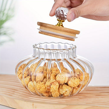 2 piezas de vidrio redondo reutilizable lavable a mano con tapa abatible, no requiere electricidad, multiusos, con frasco sellado de vidrio para almacenamiento de alimentos en la cocina, dulces, refrigerios, granos