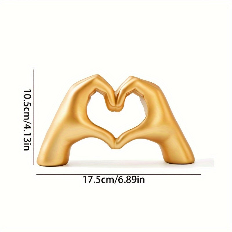 [Corazón de Resina Escultura de Dedo] Escultura de Dedo en Forma de Corazón de Resina - Estatua de Gesto de Amor Encantador para Decoración del Hogar y Oficina - Perfecto para Estantes, Mesas de Café y Libreros