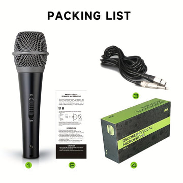 Micrófono Dinámico Portátil Profesional AmaceX GM58 con Interruptor de Encendido/Apagado, Cable de 5.0 metros - Ideal para Karaoke, Actuaciones en Vivo y Discursos