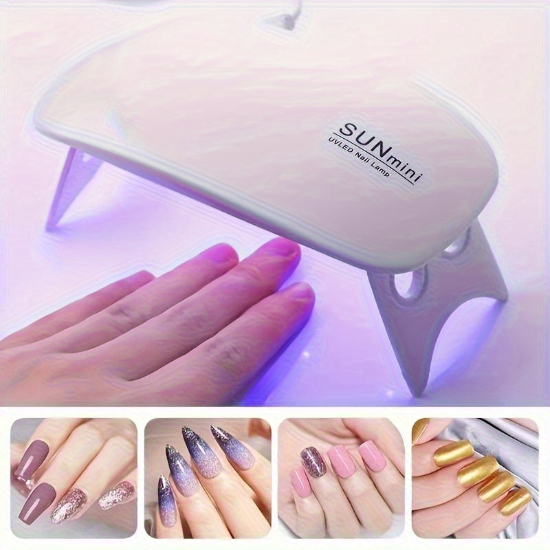 1 Lámpara LED Portátil para Uñas - Diseño Mini Ratón, 6 LEDs, Plegable y Ligera con Alimentación USB, Luz Compacta para Manicura de Manos y Pies