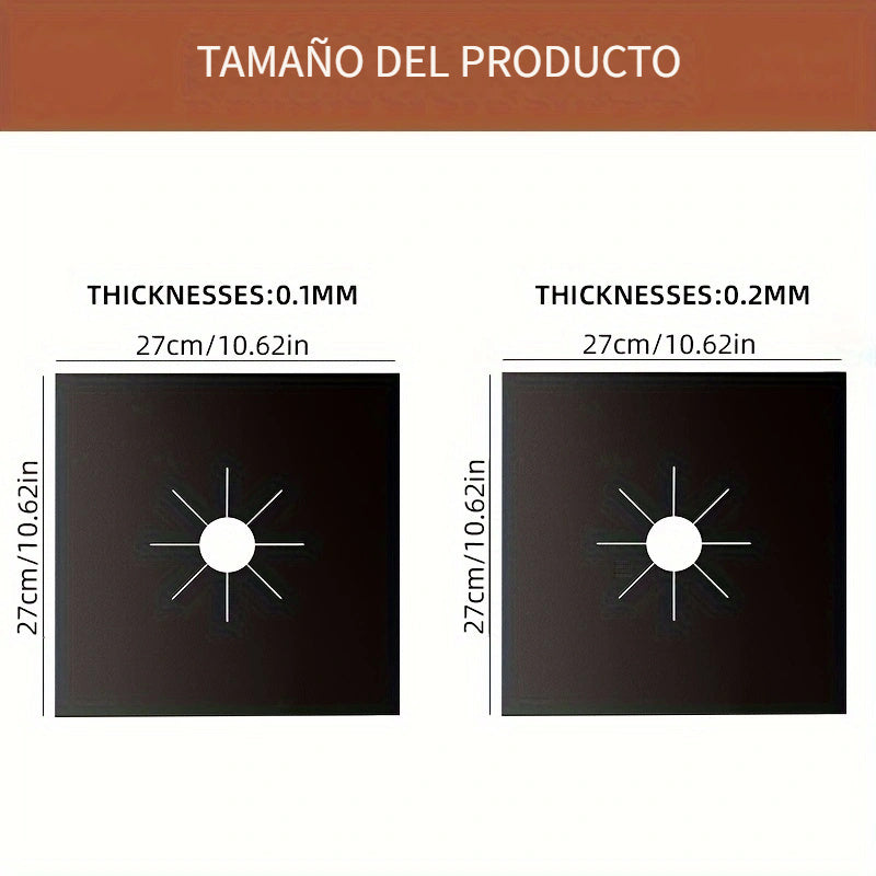 Conjunto de 6 Alfombrillas de Protección para Estufa de Gas 26.92cm x 26.92cm, Reutilizables, Estables a Altas Temperaturas, Seguras y No Tóxicas, Antiadherentes, Fáciles de Limpiar, Accesorios de Cocina