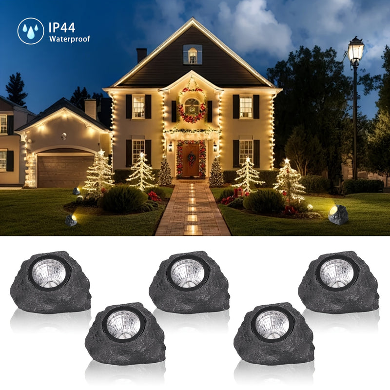1 pieza de luz de piedra de jardín LED alimentada por energía solar - Iluminación cálida/blanca, resistente a la corrosión, con carcasa de acrilonitrilo butadieno estireno, montaje semienterrado para exteriores, parques, villas y decoración de césped nav