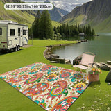 Impresión digital 2D plana con patrón tradicional, alfombra decorativa de estilo clásico, almohadilla interior para RV, alfombra para tienda, patio, entrada, camping, adecuada para camping al aire libre, senderismo, viajes en carretera, balcón, patio, cé