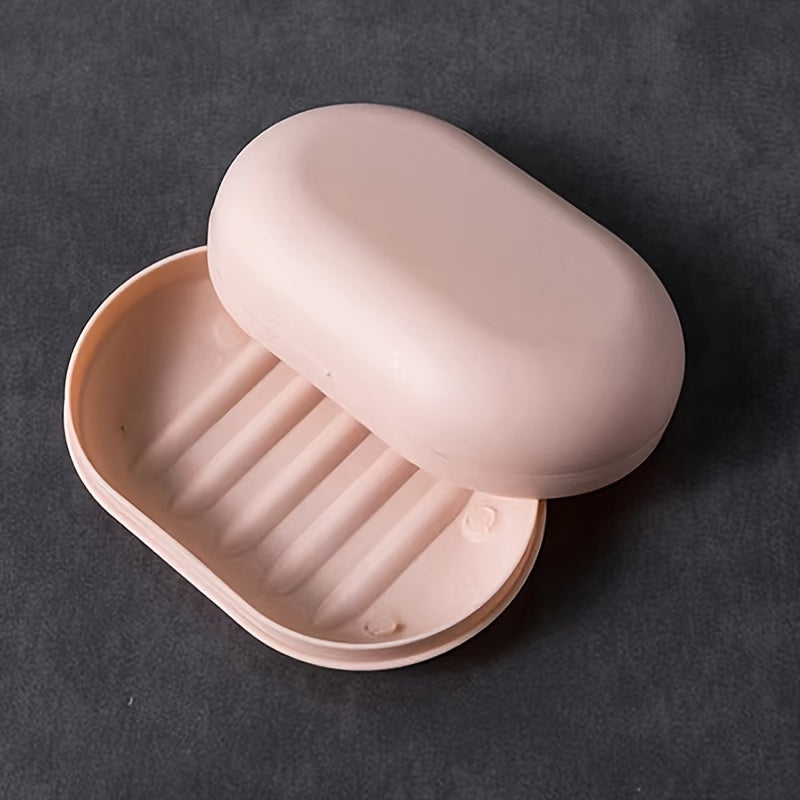 1pc Jabonera Ovalada y Linda con Tapa - Portátil, Diseño de Drenaje para la Organización del Baño