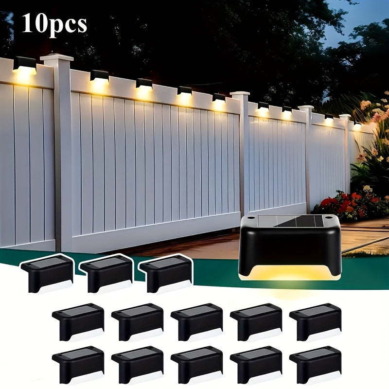10 luces solares LED para jardín, iluminación exterior para caminos con accesorios de instalación, luces para cercas desmontables semiempotradas, ideal para jardín, escaleras, entrada, patio y paisajismo | Luces LED modernas | Batería de níquel, luces pa