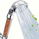 1pc Cabezal de Ducha Ahorrador de Agua a Alta Presión con Filtro, Pulverizador Portátil para RV y Hogar, Diseño Circular en Plástico Duradero, Beige Claro, Flujo Transparente, Accesorio Funcional para Baño