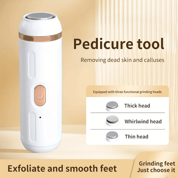 Kit profesional de eliminación eléctrica para pies suaves y lisos - Recargable por USB, herramienta de pedicura portátil con mango ergonómico y diseño compacto, regalo ideal para pies duros, agrietados, secos, cuidado de pies ligeramente beige, eliminaci