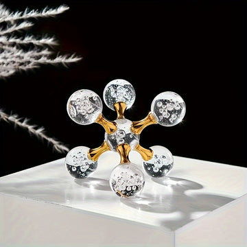 1pc Decoración de Escritorio Moderna de Cristal y Metal - Orbe de Vidrio Elegante con Base Metálica, Perfecto para Bodas, Hogar o Decoración de Oficina, Decoración de Oficina y Accesorios
