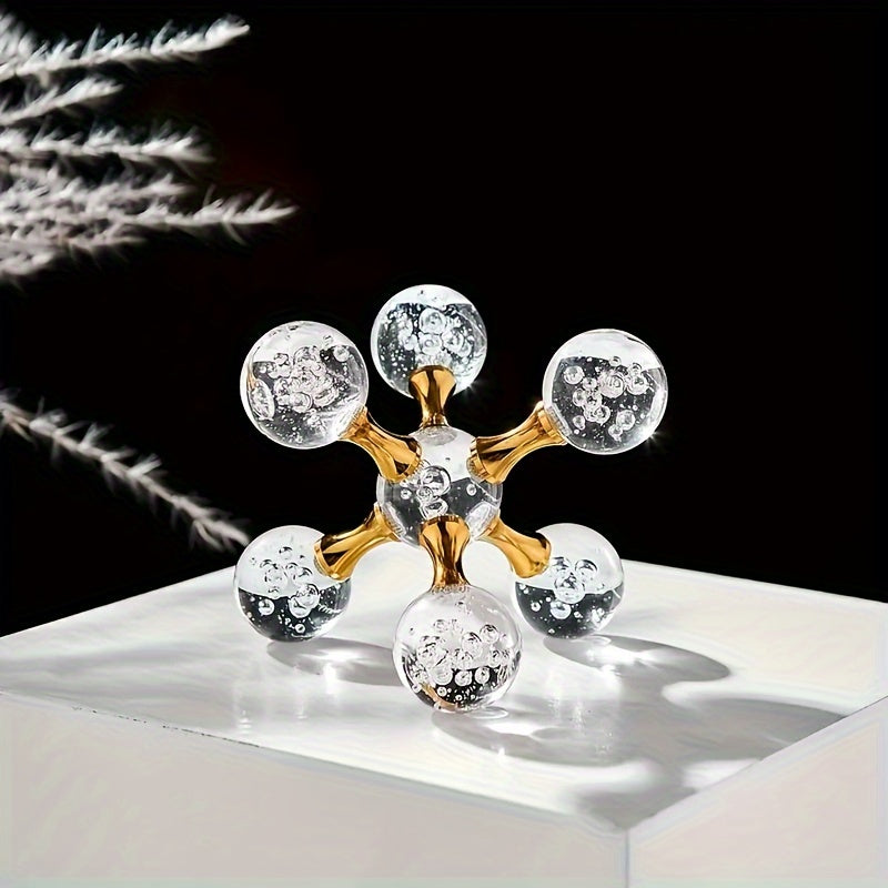 1pc Decoración de Escritorio Moderna de Cristal y Metal - Orbe de Vidrio Elegante con Base Metálica, Perfecto para Bodas, Hogar o Decoración de Oficina, Decoración de Oficina y Accesorios