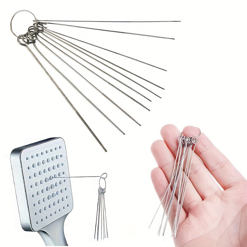 Kit de limpieza de cabeza de ducha de acero inoxidable: 10/30pcs agujas de limpieza de tamaños múltiples para una limpieza y desincrustación fáciles - Adecuado para uso doméstico y al aire libre