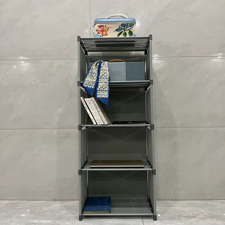 Estantería Metálica Multifuncional de 1 Pieza - Montaje Fácil, Diseño Ahorra Espacio, Adecuada para Oficina en Casa, Residencia Universitaria y Vivienda Alquilada - Gris