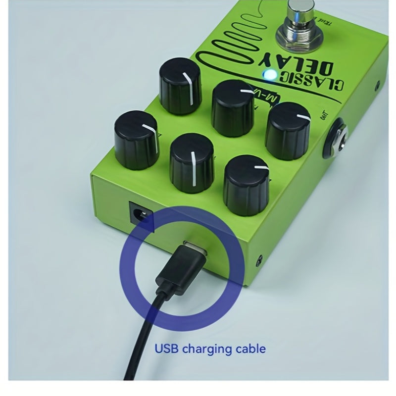 Pedal de efectos de retraso para guitarra clásica M-VAVE - Retraso analógico de 600ms, bypass verdadero, control de EQ/volumen, doble alimentación (9V/USB), pedal compacto - para efectos en vivo/estudio