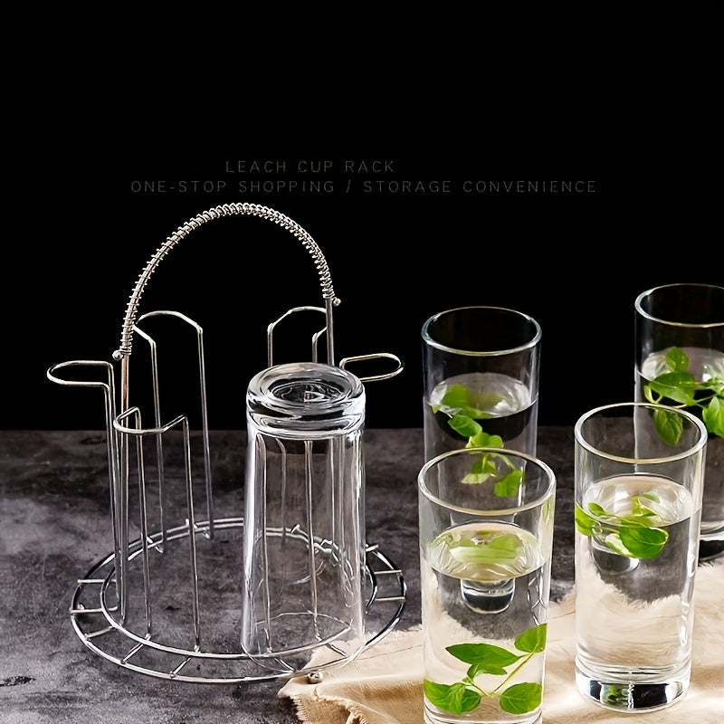 Porta Vasos de Metal con Bandeja de Drenaje - Diseño Portátil Multicompartimento para Tazas, Organizador de Cocina y Restaurante, Construcción Resistente