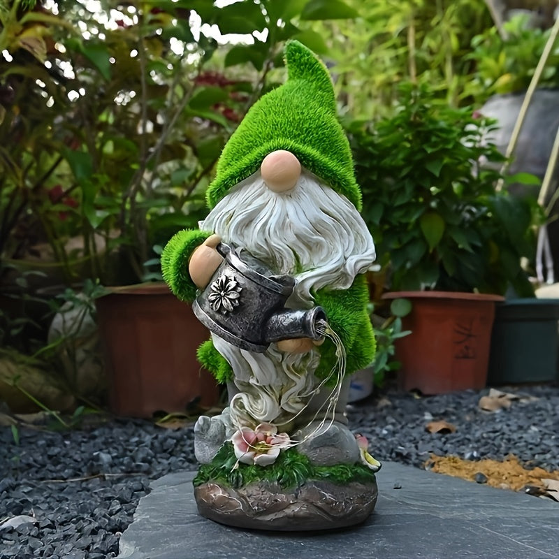 Adorno de Resina para Jardín y Césped con Luz Solar de Botella de Elfo para Exteriores, a Prueba de Salpicaduras, Estatua de Enano de Resina Flocada, Regalo de Navidad