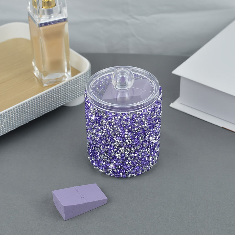 Tarro de Almacenamiento y Organización de 1 pieza con Incrustaciones de Diamantes para Muebles, Cocina, Baño, Belleza, Palillos de Dientes, Alfombrilla Redonda para Maquillaje, Cubierta para Mesa de Tocador, Caja Antipolvo Organizador