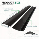 Juego de Cubiertas para Espacio entre Estufa y Encimera de 2 Piezas, Relleno Resistente al Calor para Superficies, Fácil Limpieza, Tapacubos de Silicona Negros de 21 Pulgadas