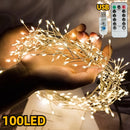 1 pieza, Luz Cálida de Fuegos Artificiales con 100 LED, Cadena de Luces con Cable USB y Alambre de Cobre, Luces de Fuegos Artificiales para Fiesta Interior, Navidad, Árbol de Navidad, para Acción de Gracias