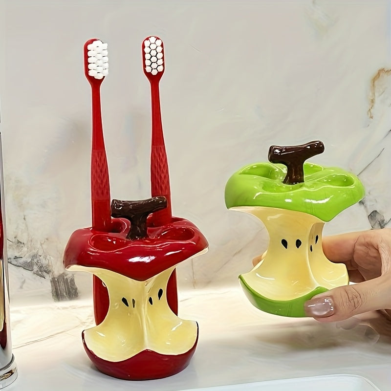 Portacepillos cerámico innovador y original en forma de núcleo de manzana, práctico y decorativo: la elección perfecta para el hogar o como un regalo especial
