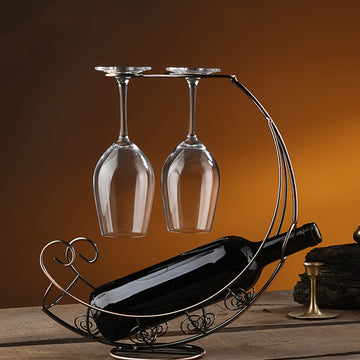 1 pieza, soporte de vino, soporte de copas de vino, soporte de vino rojo, soporte de copas de vino rojo de arte de hierro, adorno moderno de soporte de vino para el hogar