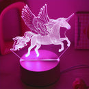 1 lámpara nocturna con forma de unicornio 3D, lámpara rosa con alimentación USB, botón de encendido visual, lámpara de mesa creativa para regalo, decoración para fiestas de Navidad, bodas, cumpleaños, luz de regalo exquisita