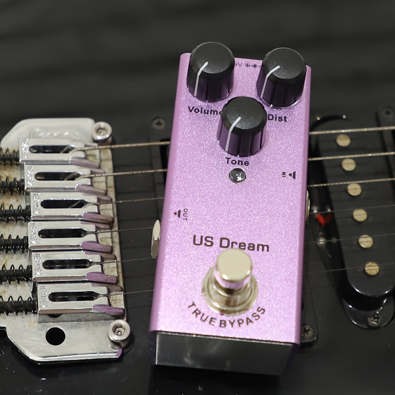 HUOSHEN-MI Pedal de Efectos para Guitarra Eléctrica - Distorsión True Bypass, Mini Pedal Morado con Controles de Volumen y Tono, Procesador Compacto para Amplificador de Rock, Metal y Blues - Compatible con USB, Sin Adaptadores Necesarios, Diseño True By