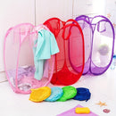Canasta plegable para ropa sucia, 1 unidad, resistente, malla de nylon transpirable, estilo clásico, con asas, solución de almacenamiento versátil, para lavandería