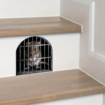 1pc Pegatina de Pared de Agujero de Ratón Adorable - Fácil de Aplicar, Acabado Semi-Brillante, Perfecto para Decoración de Dormitorio, Cocina, Sala de Estar - Diseño de Estampado de Animal Lindo