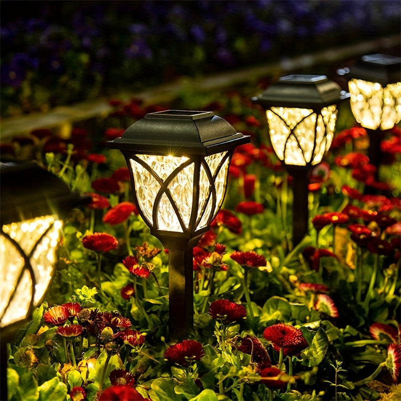 Luces de jardín solares al aire libre, paquete de 8, iluminación de sendero LED, alimentada por energía solar, material PP, color único, batería solar, sin componentes electrónicos, tensión de funcionamiento ≤36V
