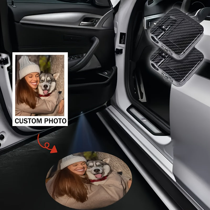 2/4 piezas personalizadas con diseño personalizado y imágenes, velocidad de generación, luz de bienvenida LED con patrones de fibra de carbono, se vuelve más atractivo cuando se abre la puerta, adecuado para varios modelos de coches, incluyendo coches y
