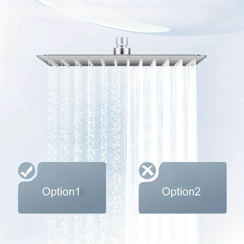 1 pieza de ducha de lluvia vintage de acero inoxidable con boquillas de silicona - Ducha de cascada completa para el cuerpo, diseño cuadrado montado en el techo para actualizar el baño moderno, no necesita electricidad, cabeza de ducha para baño, experie