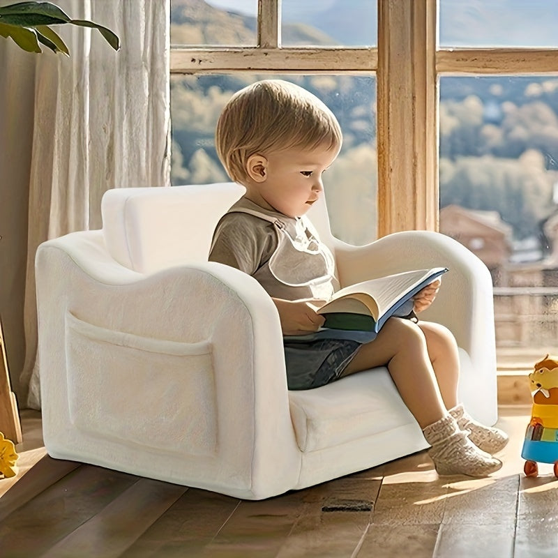 Sofá para Niños, Sillón Plegable con Manta, Sofá Convertible en Tumbona para Niños, Diván Extraíble, Apto para Niñas y Niños