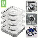 10/50pcs Revestimientos Desechables de Aluminio para Quemadores de Gas de Alta Resistencia - Cubiertas Cuadradas para Quemadores de Gas de 21.59 cm, Protector de Estufa de Gas, Cubiertas para la Parte Superior de la Estufa para Capturar Aceite, Grasa y D