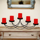 Cinco Soportes de Velas Negras, Soportes de Velas de Metal con un Tema de Hogar, Acabados con Pintura, Adecuados para Instalación en Mesas, Decoración Elegante para Comedores y Salas de Estar.