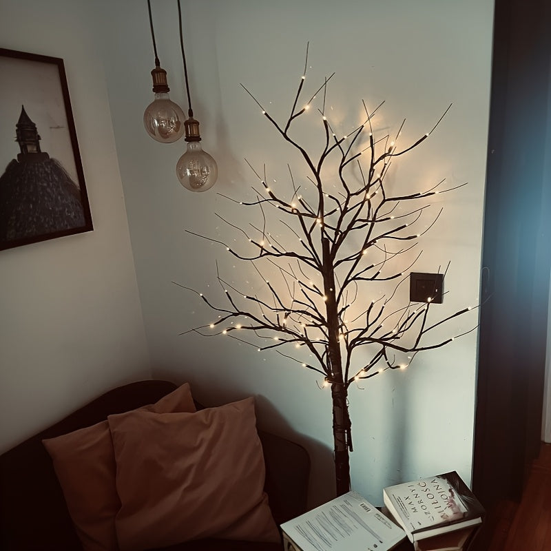 1 pieza de 121,92 pulgadas/152,4 pulgadas/182,88 pulgadas, árbol de abedul artificial con luces LED, lámpara de suelo, alimentada por USB, diseño moderno de plástico con luces blancas cálidas, ideal para el hogar, bodas, festivales, fiestas, vacaciones,