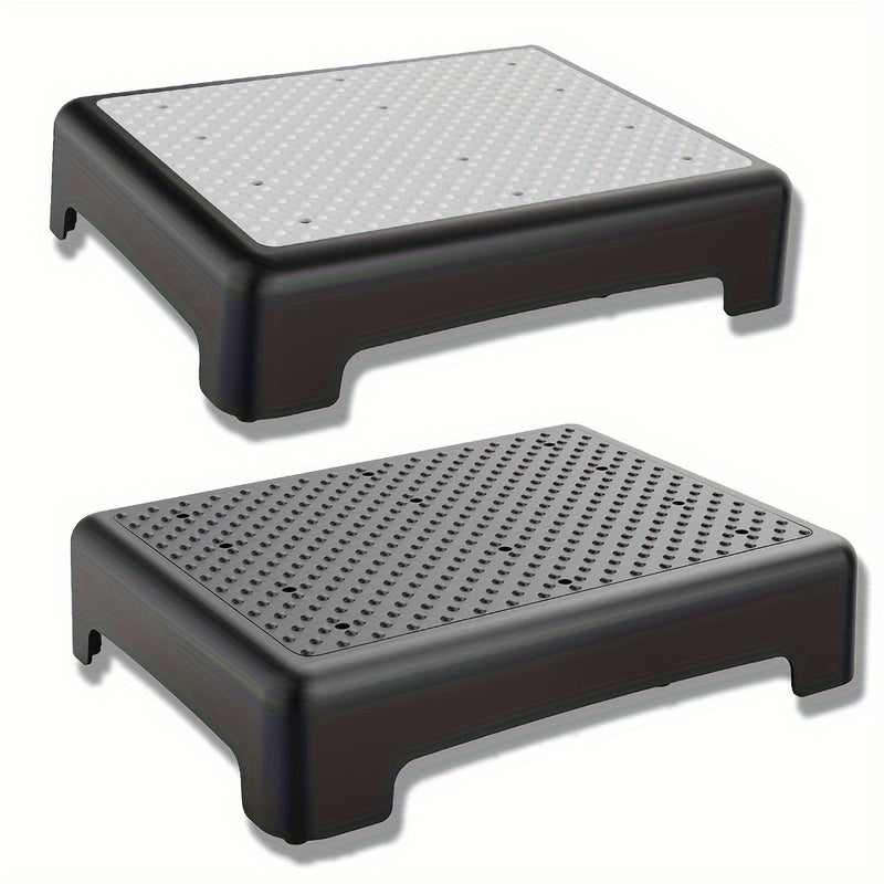 Escalera de movilidad para adultos y mayores - Plataforma antideslizante para interiores y exteriores, plataforma portátil, escalón de seguridad para coche, cama, oficina, ducha, escaleras - Negro Gris