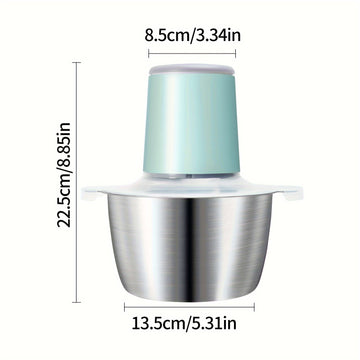 1pc Trituradora de Carne Eléctrica de Acero Inoxidable de 2L, Procesador de Alimentos, Picadora de Alimentos, Utilizada para Carne, Verduras, Frutas y Nueces, con 4 Cuchillas Afiladas, Recargable por USB 148W, 8 Tazas, 7.4V