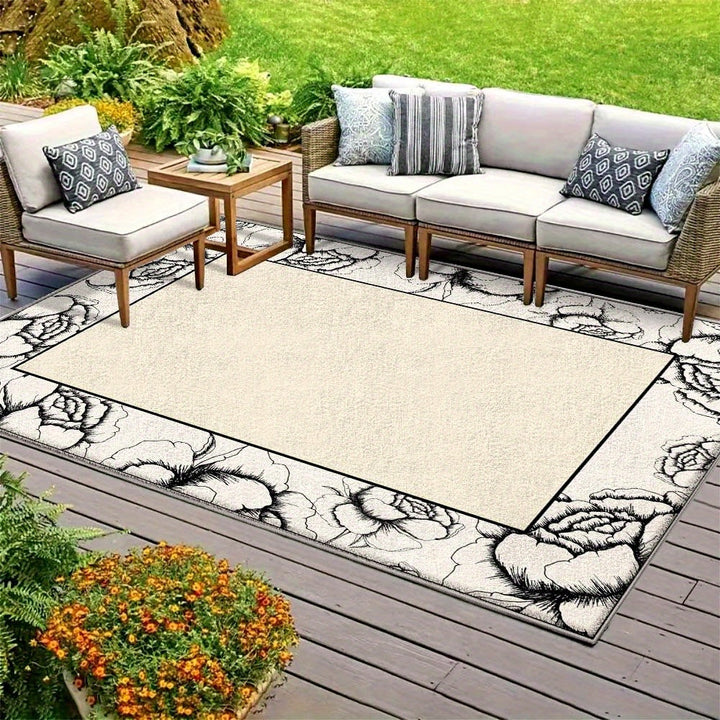 Siete Ciervos Alfombra de Exterior de Veludo Ultra Suave - Antideslizante, Lavable en Máquina, Diseño Geométrico para Acampar y Patio - Alfombra de Poliéster Ligera y Duradera en Tamaños Múltiples, Alfombra de Acampar