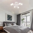 1 pieza de moderno satélite industrial, 6 cabezas, semi-revestido, con base de bombilla E27/E26, marco de metal y acabado negro/blanco/oro - Iluminación de decoración para el hogar, cocina, sala de estar, dormitorio, oficina, iluminación industrial, fijo