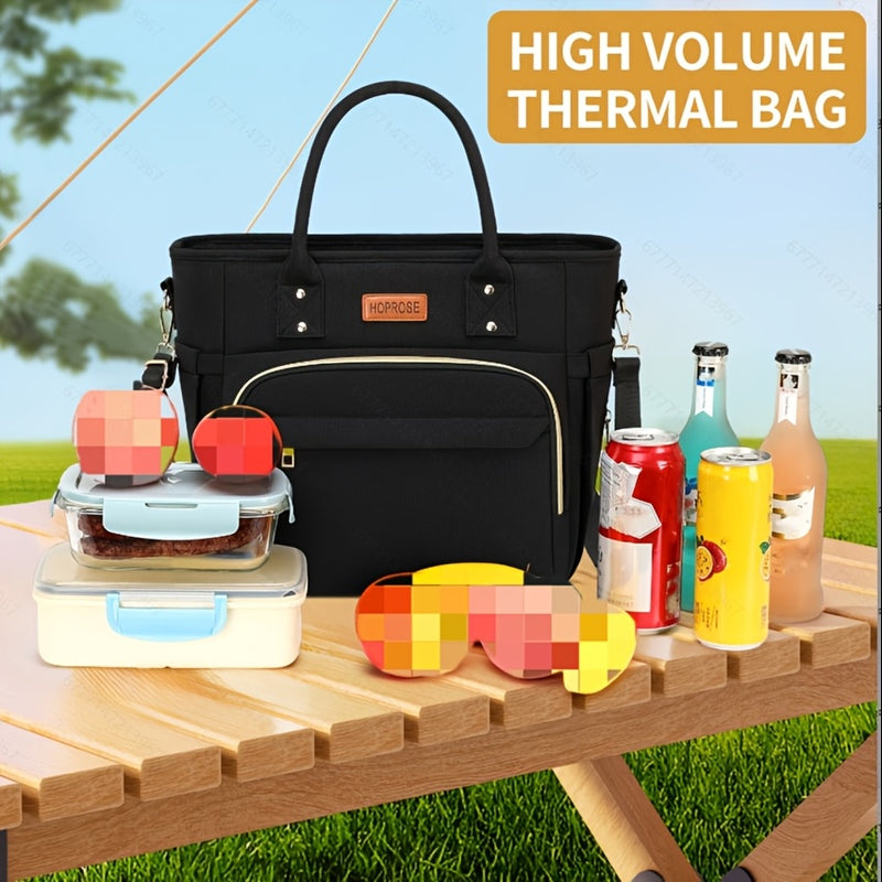 Bolsa de almuerzo aislada con un hombro para contacto no alimentario, bolsa portátil de aluminio grueso para estudiantes